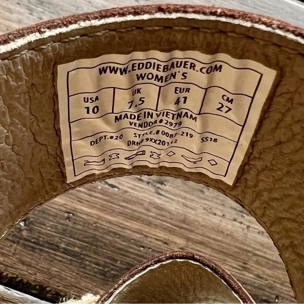 EDDIE BAUER Travel Platform Espadrille SandalS Suede Brown Size 10